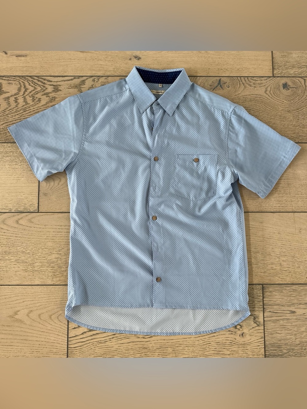Light Blue Short-Sleeve Button-Up Shirt - Casual Mens Shirt